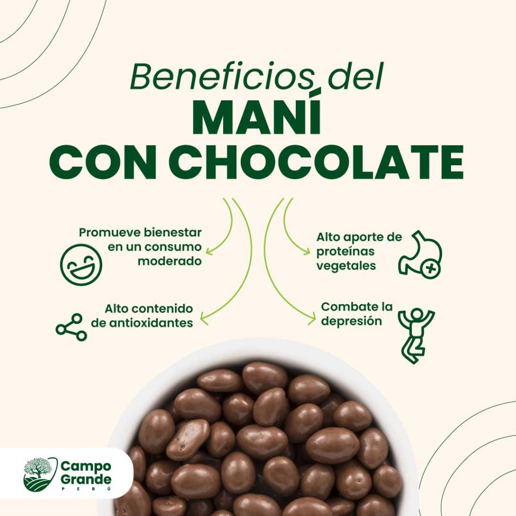 beneficios del mani con chocolate