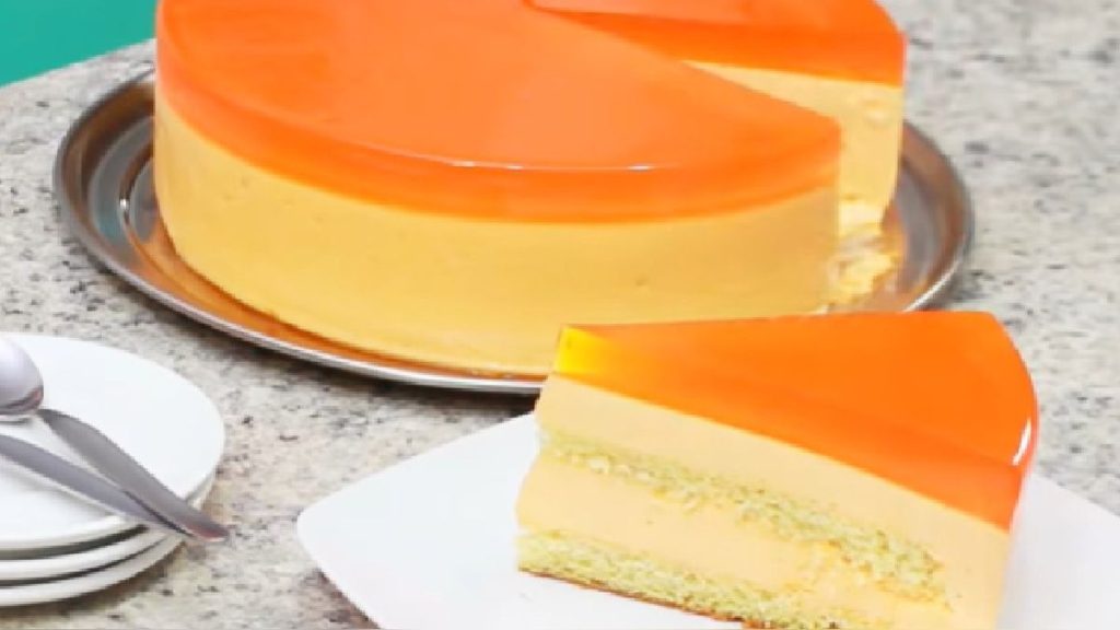 tarta de gelatina de naranja muestra
