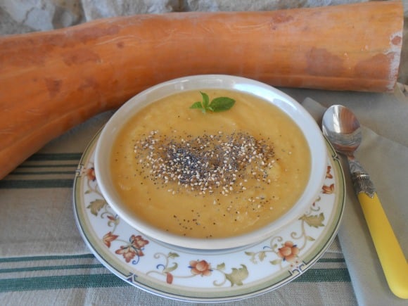 crema de avena con calabaza y manzana