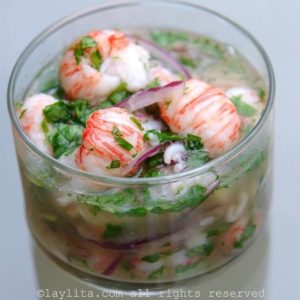 ingredientes del ceviche de langostinos